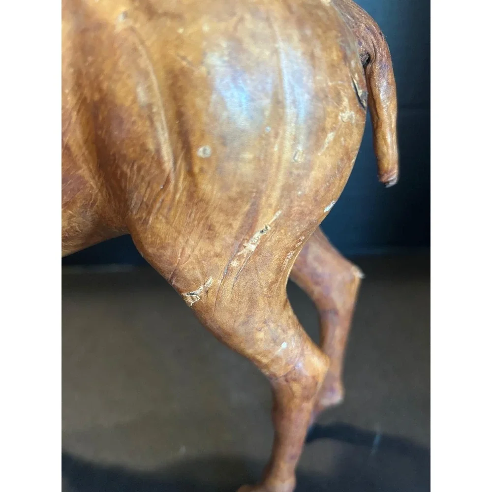 Vintage Leather Wrapped Deer Stag Statue 12